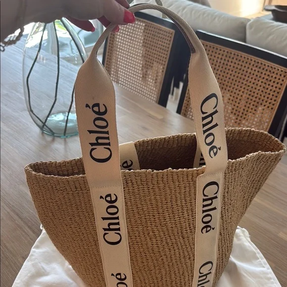 Chloe Tan Woven Tote Bag - Picture 2 of 4